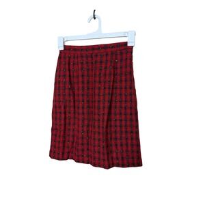 Chequers Plaid Skirt Red Black Yellow Tartan A Line Knee Length Size 9/10